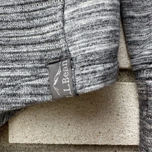 L.L.Bean Cozy Mixed-Knit Pullover Marled Light Gray Funnelneck Sweatshirt - Picture 7 of 12